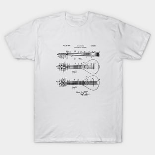 Folk Music Gift Vintage Mandolin Blueprint T-Shirt